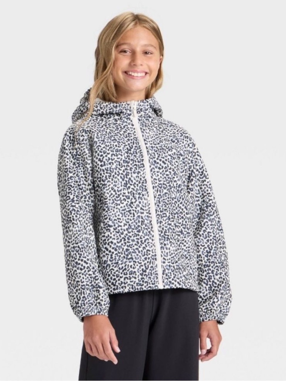 All In Motion Girls Leopard Softshell Fleece Jacket - Size Extra Large (14) NWT